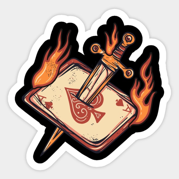 card with sword burning vintage t-shirt Sticker by Unlogic_Studio